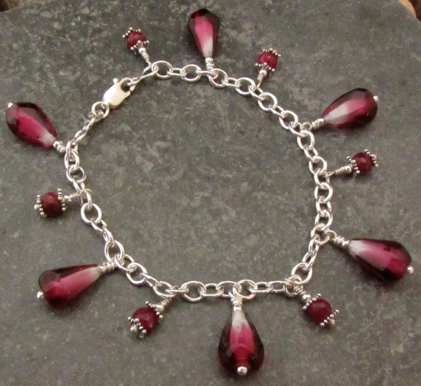Pomegranate Seed Charm Bracelet with Rubies
