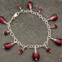 Pomegranate Seed Charm Bracelet with Rubies