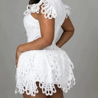 Solid Color Lace Slim White Sleeveless Dress - Thumbnail 1