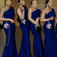 One Shoulder Bridesmaid Dresses Royal Blue Mermaid - Thumbnail 1