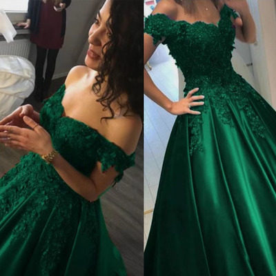 Green prom dresses birthday party dresses with lace  - Thumbnail 2
