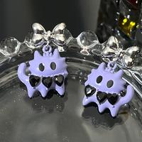 Y2K Purple Kitty Bow Earrings - Thumbnail 1