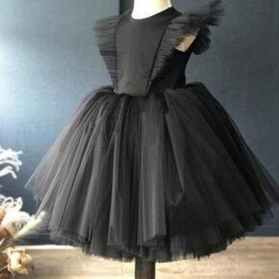 Cute black tulle flower girl dress