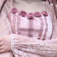 Guardian of Sakura Tress Gothic Lace Velvet Pink Rose Top Skirt Two Piece Set - Thumbnail 6