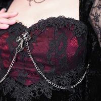 Dark Gothic Dream Rose Stitching Lace Velvet Fishtail Dress - Thumbnail 6