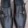 Best Wear Men's Hand Stitch Black Genuine Leather Double Monk Strap Formal Shoes-1