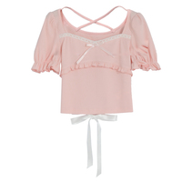 Ballerina Lace Puff Sleeve Short Sleeve T-Shirt and Skirt - Thumbnail 4