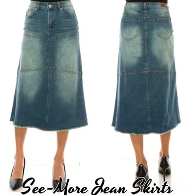 Hayden mid length vintage wash denim skirt
