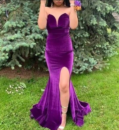 Mermaid Sweetheart Long Velvet Prom Dresses