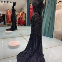 A Line Sequins Long Prom Dresses With High Slit - Thumbnail 1