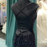 A Line Sequins Long Prom Dresses With High Slit - Thumbnail 4