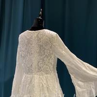 Beautiful Long Sleeves V-neck Lace Wedding Dresses - Thumbnail 2