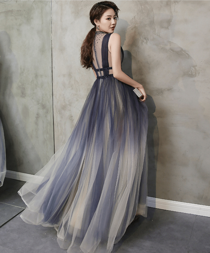 blue gradient prom dress Chiffon Blue Gradient Beautiful Popular Unique Prom Dresses, Party Dre SposaBridal
