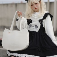 Milk Tea Bear Cute Cat White Pink Red Black Large Capacity Bag - Thumbnail 1