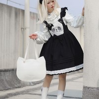 Milk Tea Bear Cute Cat White Pink Red Black Large Capacity Bag - Thumbnail 3