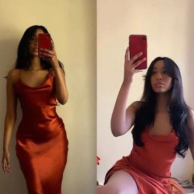 Simple charming orange long prom dresses - Thumbnail 2