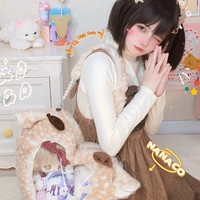 Kawaii Cute Girl Soft Plush Deer Fawn Heart Cartoon Shoulder Messenger Bag - Thumbnail 7