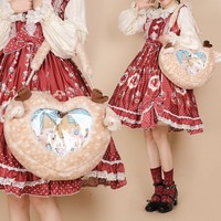 Kawaii Cute Girl Soft Plush Deer Fawn Heart Cartoon Shoulder Messenger Bag - Thumbnail 9
