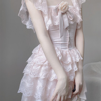 Rose Princess Pink Lace Fairy Spring Dress - Thumbnail 8