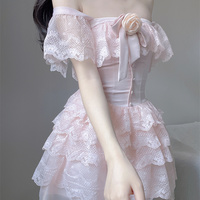 Rose Princess Pink Lace Fairy Spring Dress - Thumbnail 4