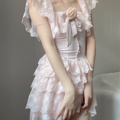 Rose princess pink lace fairy spring dress - Thumbnail 5