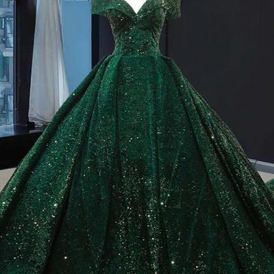 Vintage off shoulder green long quinceanera dresses sweet 16 prom dresses - Thumbnail 2