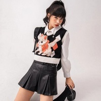 Cat Knit Sweater Vest - Thumbnail 1