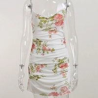 Floral Mesh Ruched Bodycon Dress  - Thumbnail 5