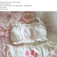 Cat Girl Hollow Out Chest Bra + Lace Up Underwear  - Thumbnail 5