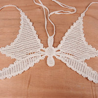 Butterfly V Neck Knit Halter Top - Thumbnail 4