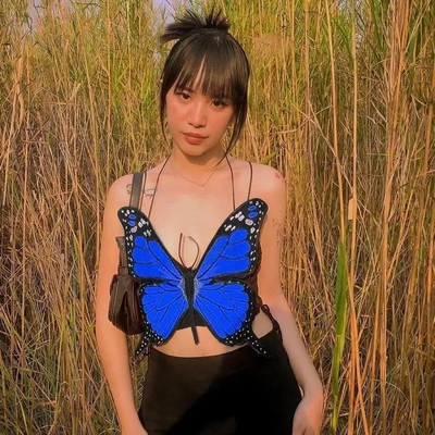 2PCS Butterfly Backless Crop Top
