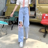 Chic Ruffle Lace Up High Waist Jeans  - Thumbnail 4