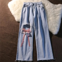 Chic Ruffle Lace Up High Waist Jeans  - Thumbnail 8