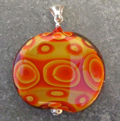 Orange and Butternut Flameworked Pendant