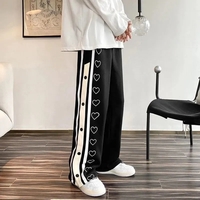 Oversized Heart Loose Split Baggy Trousers  - Thumbnail 2