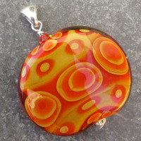 Orange and Butternut Flameworked Pendant - Thumbnail 1