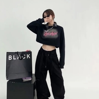 Brown Vintage Letter Print Oversized Long Sleeve Shirt  - Thumbnail 6