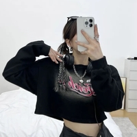 Brown Vintage Letter Print Oversized Long Sleeve Shirt  - Thumbnail 8