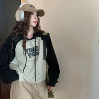 Oversized Sunday Patchwork Cropped Hoodie - Thumbnail 1