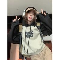 Oversized Sunday Patchwork Cropped Hoodie - Thumbnail 3