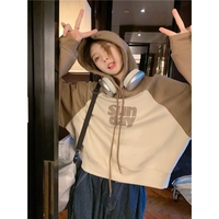 Oversized Sunday Patchwork Cropped Hoodie - Thumbnail 5