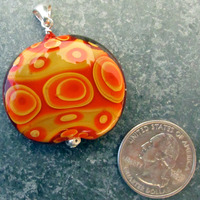 Orange and Butternut Flameworked Pendant - Thumbnail 2