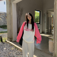 Pink Patchwork Long Sleeve Sweatshirt  - Thumbnail 7