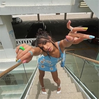 Blue Flower Lace Up Mini Dress - Thumbnail 4