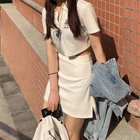 Teddy Bear Embroidery Polo Collar Short Sleeve Shirt  - Thumbnail 4