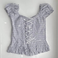 Plaid Milkmaid Ruffle Puff Sleeve Top - Thumbnail 4