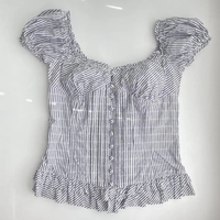 Plaid Milkmaid Ruffle Puff Sleeve Top - Thumbnail 5