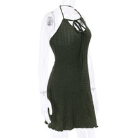 Green Knit Halter Mini Dress  - Thumbnail 4
