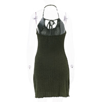 Green Knit Halter Mini Dress  - Thumbnail 5