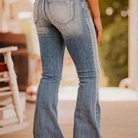 Elegant Casual Ripped Flare Jeans - Thumbnail 1